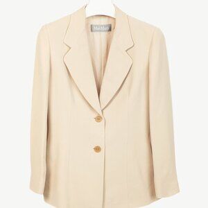 Max Mara Beige Crepe Single-Breasted Blazer